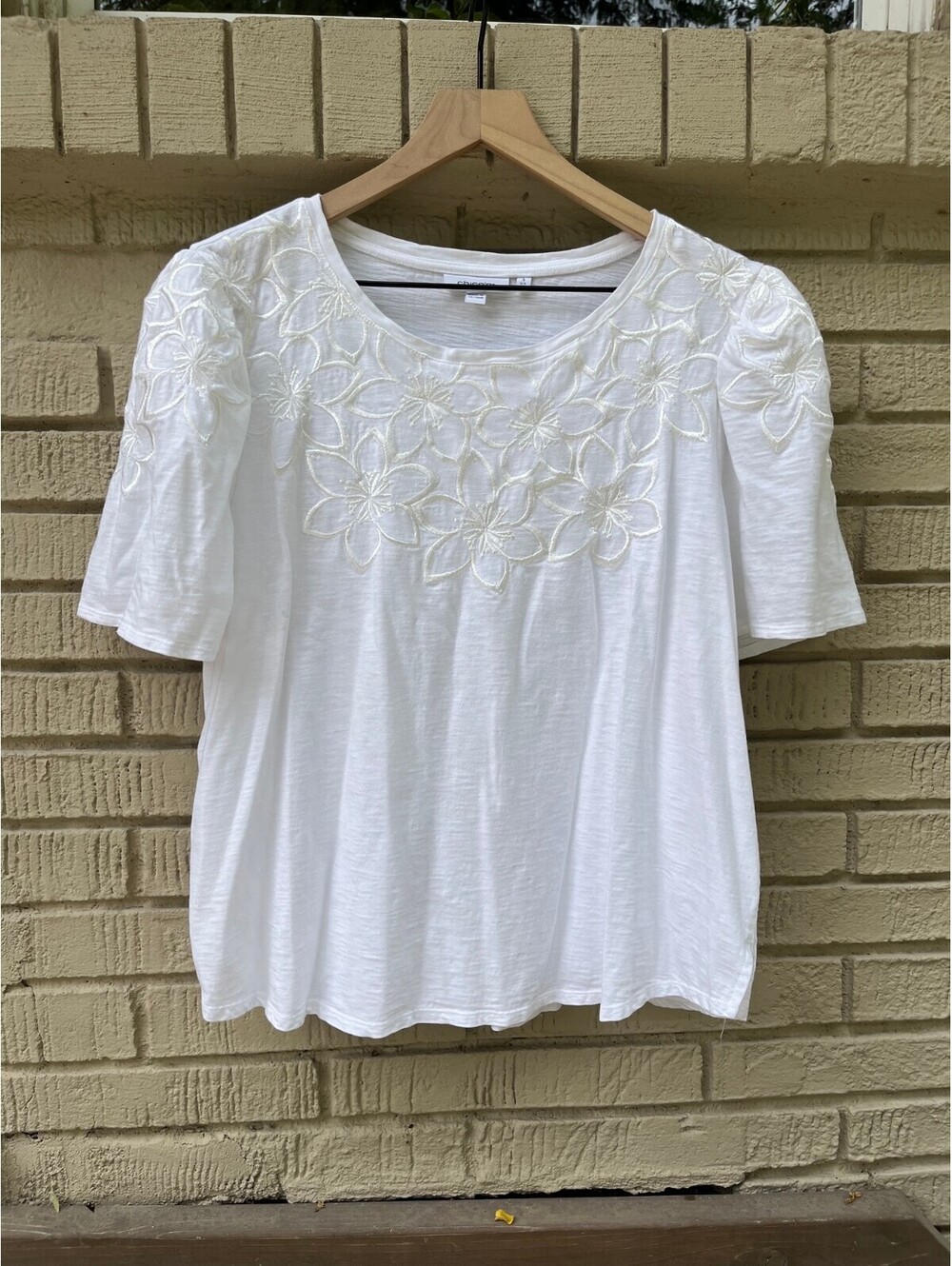 CHICOS Embroidered Balloon Puff Lily Boho Size 3 XL Extra Large Cotton Modal